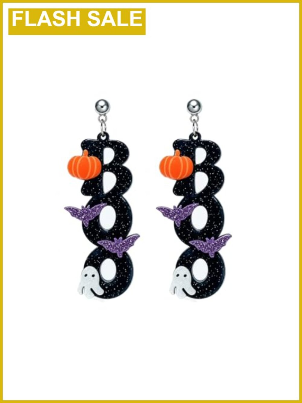 Halloween Acrylic Dangle Earrings Glitter Cutout Set French Wire